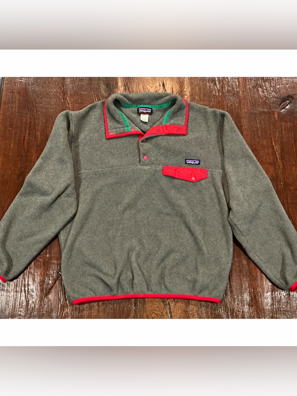 Patagonia Lightweight Synchilla Snap-T Fleece Men’s Medium Gray Red 2014